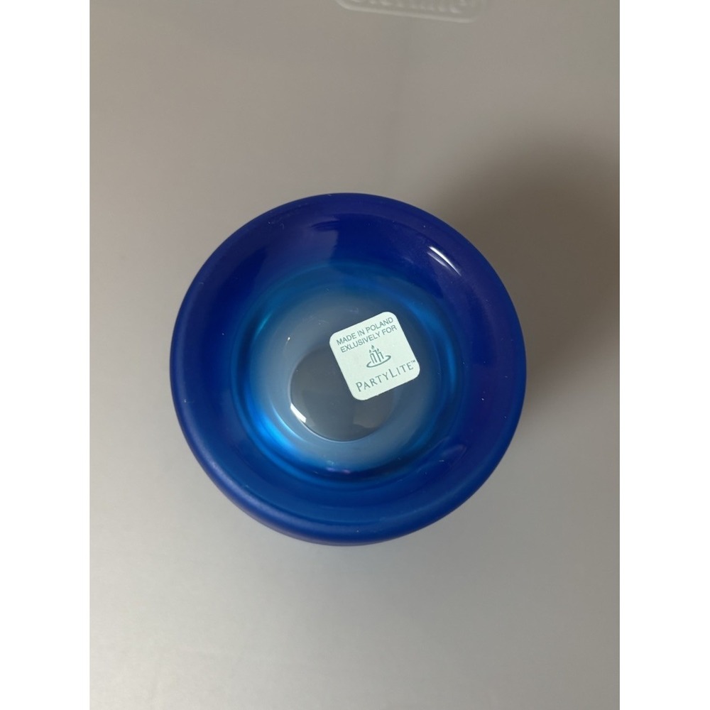 Party Lite Frosted Blue Votive/Tealight Candle Holder Retired Made In Poland - Picture 2 of 3